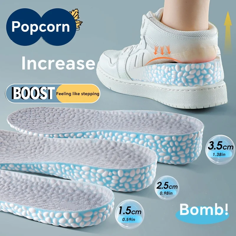 1Pair Boost Height Increase Shoes Insoles Men Women Soft Comfort Running Sports Insole for Feet 1.5/2.5/3.5cm Growing Shoe Pads