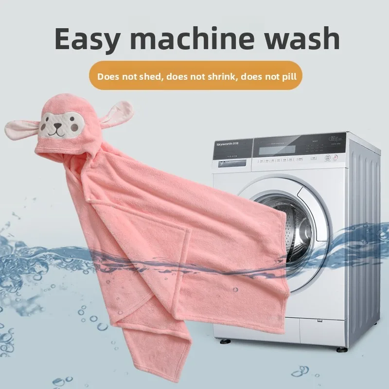 Kids Hooded Coral Fleece Bath Robe Baby Towel Poncho Soft Quick Dry