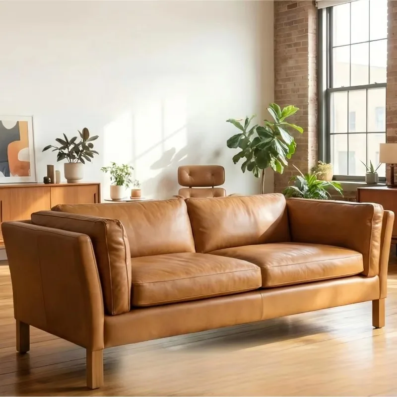 Mid-range luxury double sofa is a comfortable living room sofa, suitable for villas and office buildings