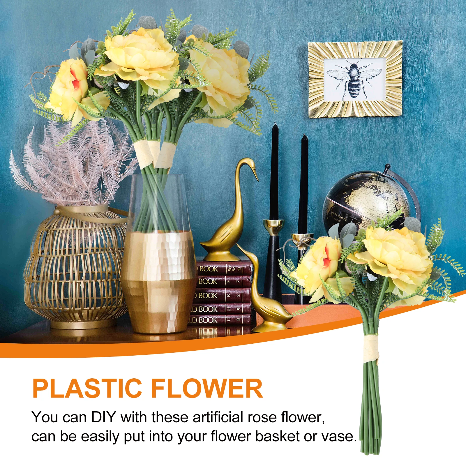 

Lifelike Artificial Bouquet Premium Plastic Plant nament Realistic Wedding Flower Decor Bridal Hand Flowers Party Supply Home