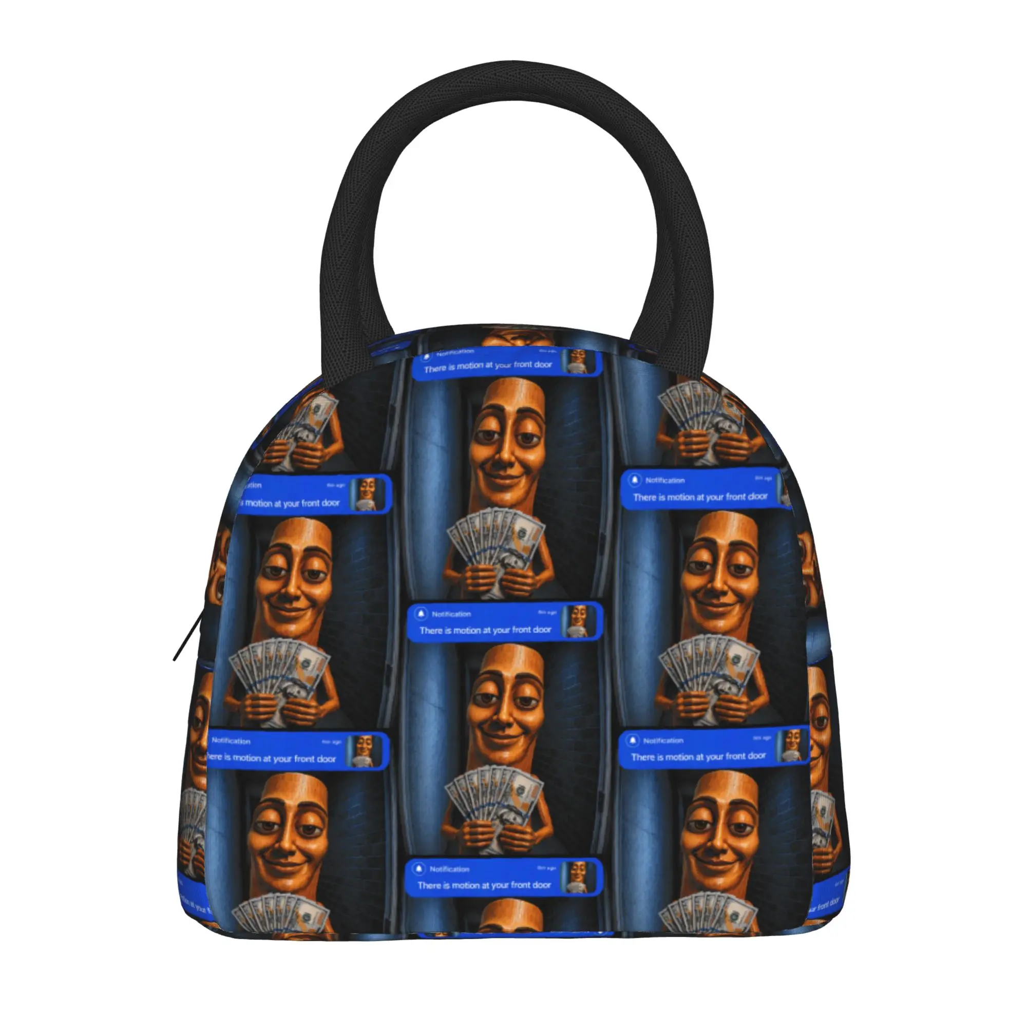 There is Motion at Your Front Tung Tung Tung Sahur Money Lunch Bag For Girls  Print Lunch Box Funny Picnic Cooler Bag