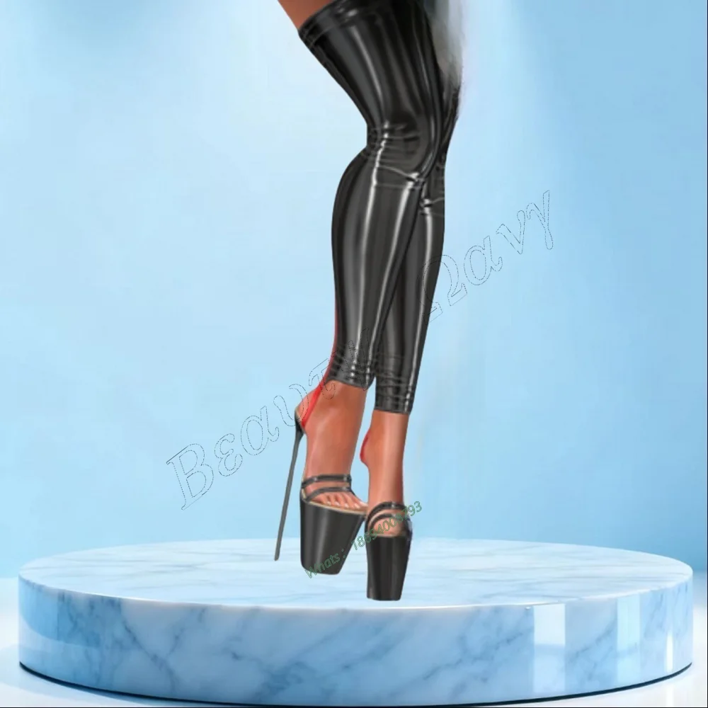 

Black Metal Heel Platform Sandals Buckle Decor Hollow Thin High Spike High Heel Shoes Sexy Women Shoes New Zapatos Para Mujere