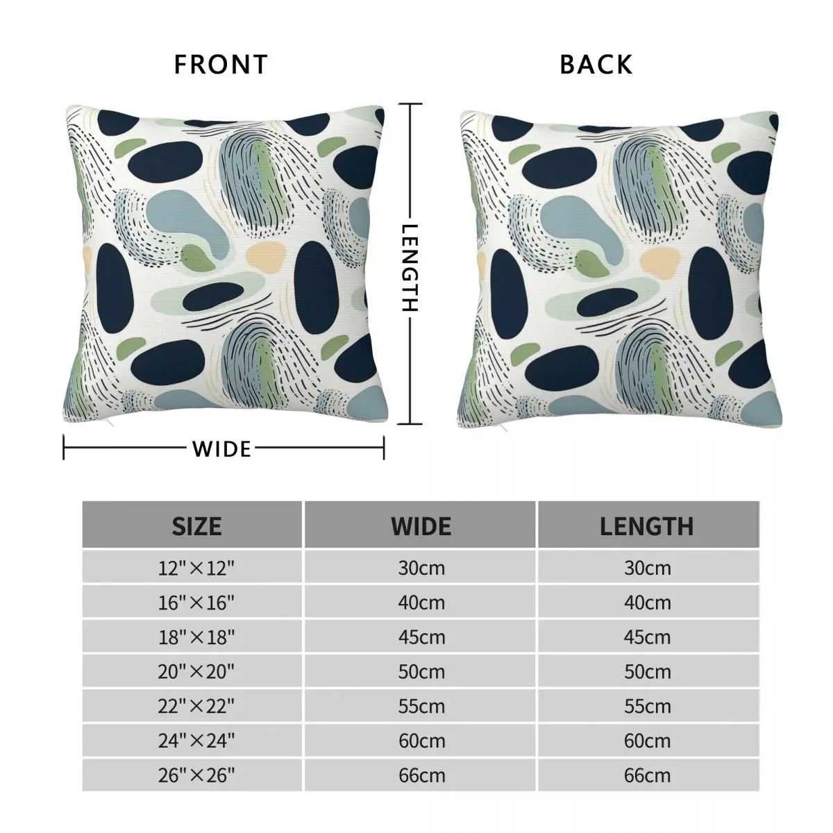 Sage Green And Navy Blue Pillowcase Polyester Linen Velvet Creative Zip Decorative Throw Pillow Case Car Cushion Cover