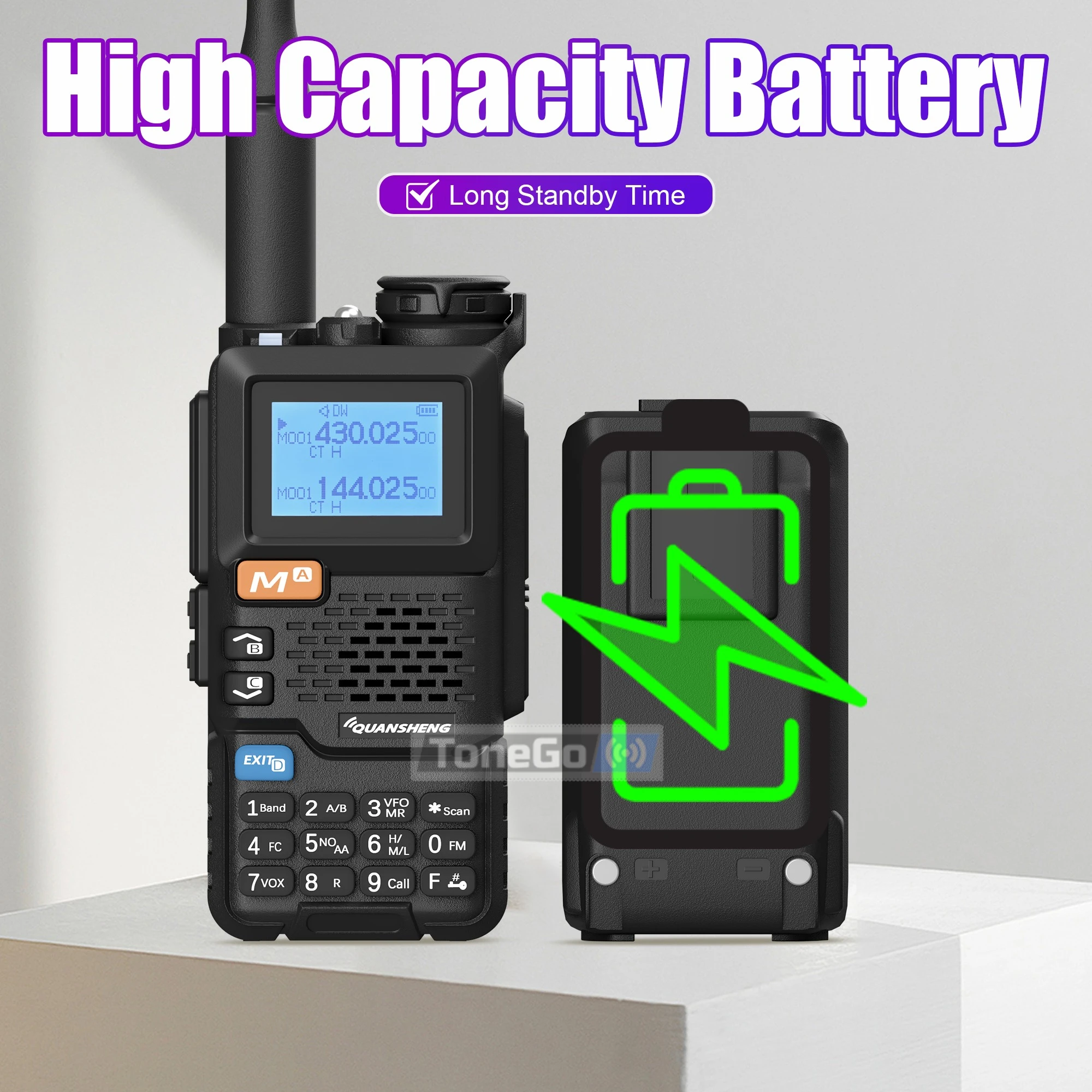Quansheng UV-5R Plus Walkie Talkie 8W FM UHF VHF Dual Band Tri Power Type-C Wireless Long Range Communication Two Way Radio Set