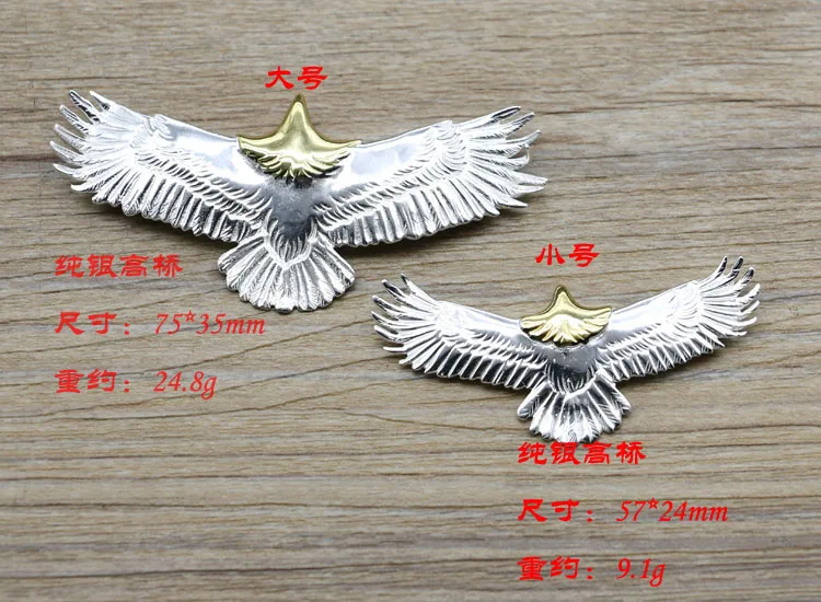 Thai Silver Vintage s925 Sterling Silver Female Japanese Necklace Pendant Male Feather Necklace Pendant Eagle Spreads Its Wings