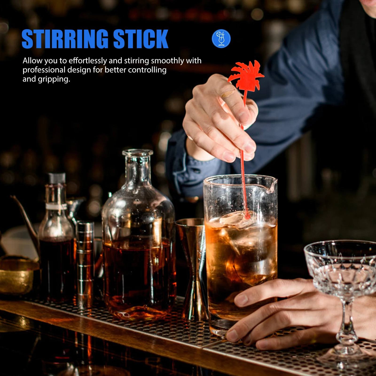 

30 Pcs Coconut Stirrer Plastic Juice Stirrers Beverage Rods Stirring Milk Tea Tree Drink Sticks Cocktail Easy Clean Smooth