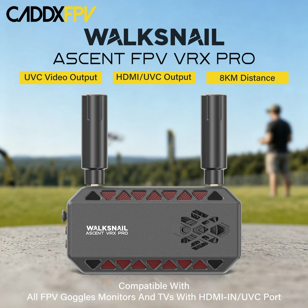CADDXFPV Walksnail Ascent VRX PRO FPV Receiver UVC&HDMI Output 8km Real‑Time Distance Measure DVR Recording for FPV Drone