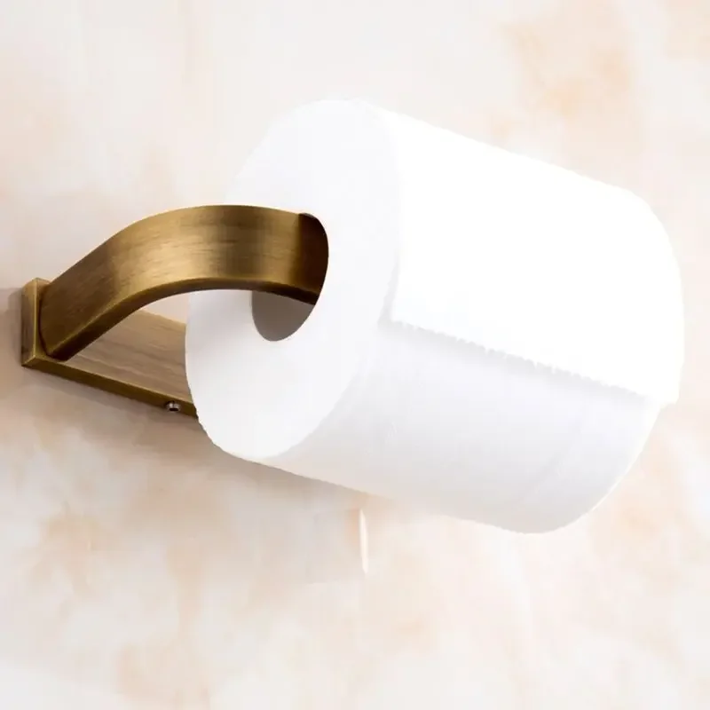 Antique Copper Toilet Paper Holder Rack Hotel Bathroom Roll Tissue Hanging Bar European Style Brass Paper Towel Shelf Decoration