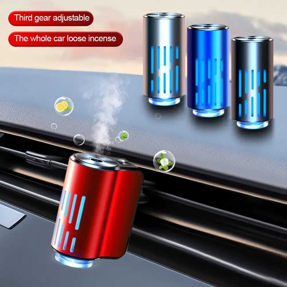 New Car Air Vent Air Diffuser Aroma Humidifier With Atmosphere Light Electric Air Freshener Car Fragrance For Removing Odors