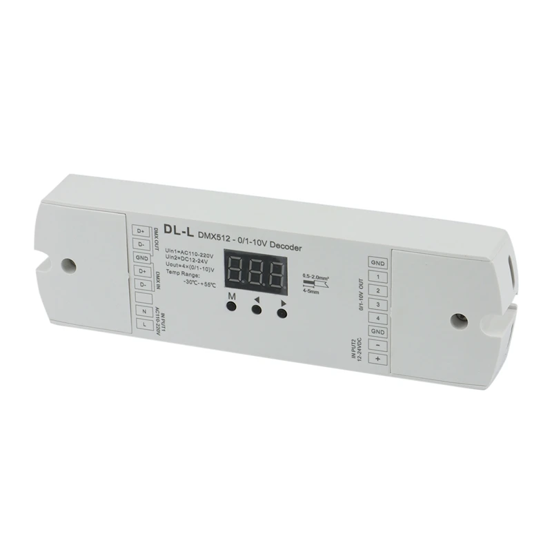 A31T 4 Channel DMX512 to 1-10V/0-10V Converter DC 12V-24V Input 4CH DMX RDM Numeric Display Signal Transformer DL-L