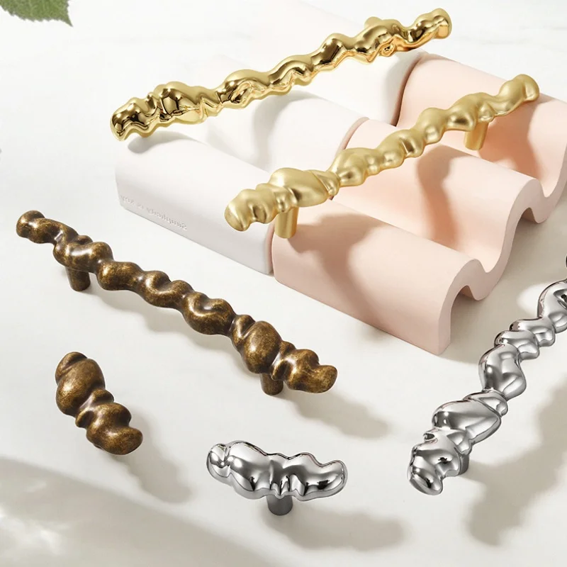 Irregular Cabinet Door Handle, Golden Antique Wardrobe Door Handles, Bronze Retro Shoe Cabinet Bedside Table Personalized Handle