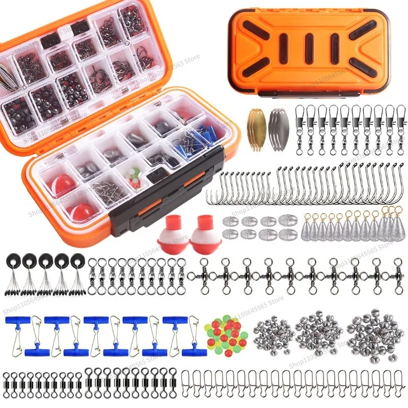 For 254 pieces Luya accessories set Fish hook Texas fishing group Sea  Rock  kit  accessories box