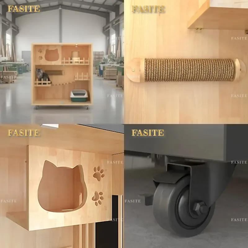 For Large Cats Modern Luxury Indoor Cat Villa Spacious Breathable Customizable Pet House All Seasons Universal Furniture