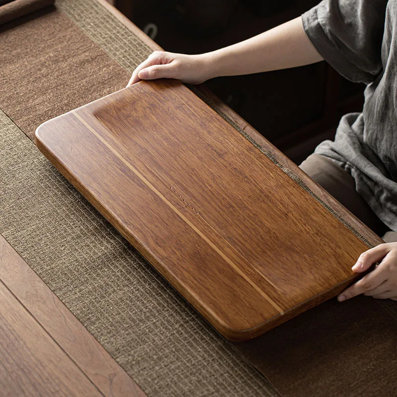Bamboo Tea Tray for Home Use, Creative Tea Cup Tray, Water Storage Tray, Drawer-style Draining Kung Fu Tea Set