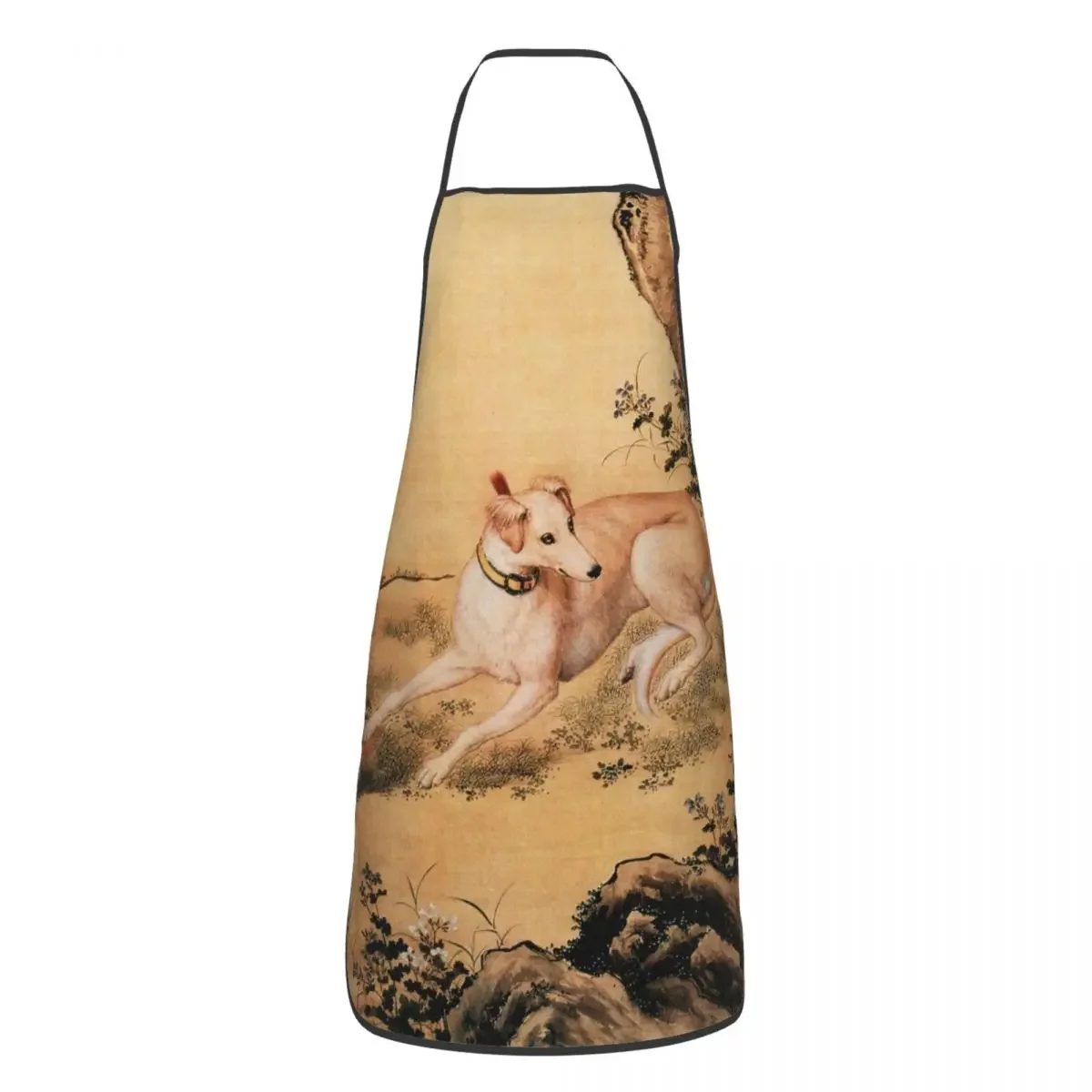 Greyhound Whippet Dog Art Apron Women Men Bib Vintage Chinese Style Painting Kitchen Cooking Tablier Cuisine Chef Gardening