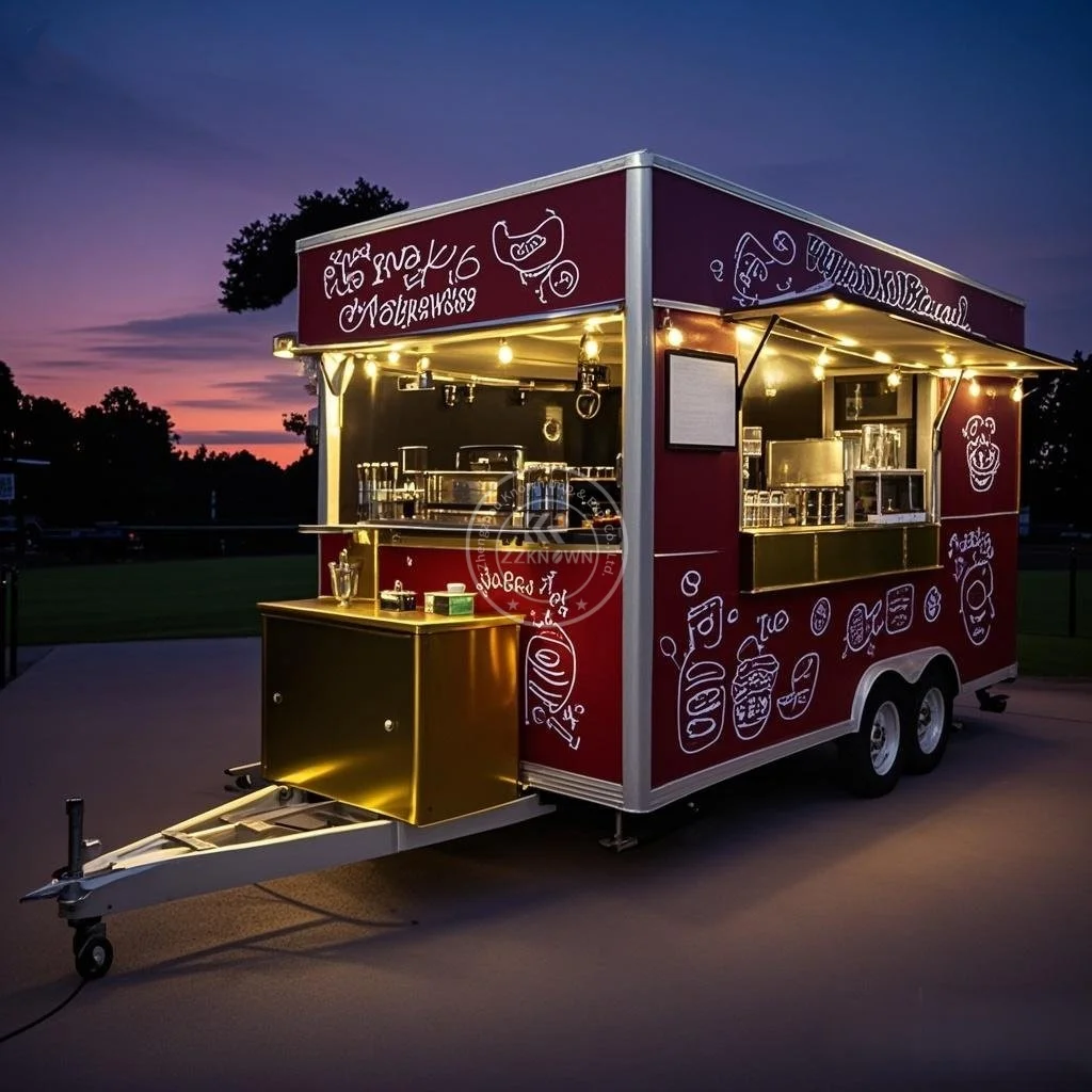 유럽 표준 푸드 트럭 간이 매점 키오스크 트레일러 케이터링 카트 거리 야외 이동식 푸드 트레일러