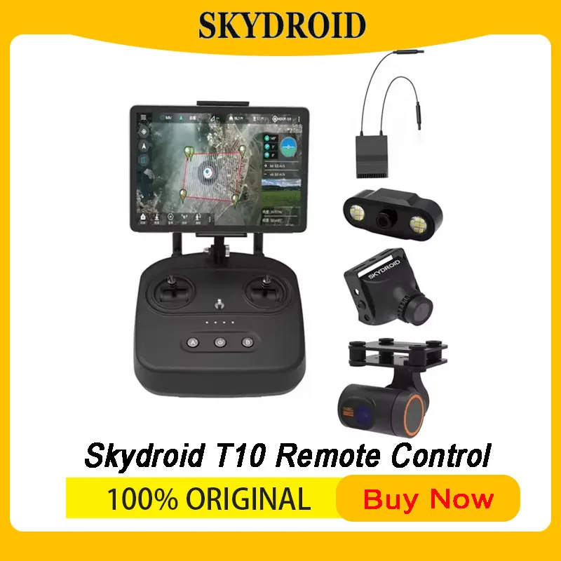 Skydroid T10 10CH 2.4GHz FHSS Remote Control with R10 for Plant Protection Drone Digital Map Transmission & FPV Camera Control