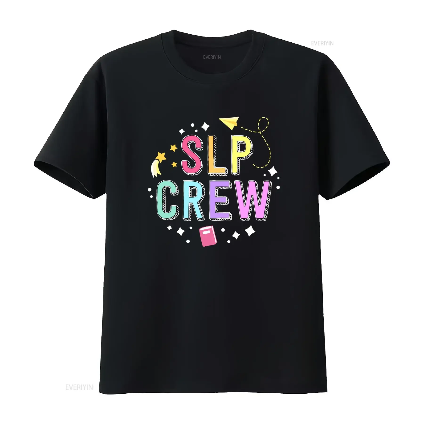 Cute Colorful Cartoon SLP Crew Print Casual Speech Language Pathologist T Shirt vintage Washed Comfortable Breathable