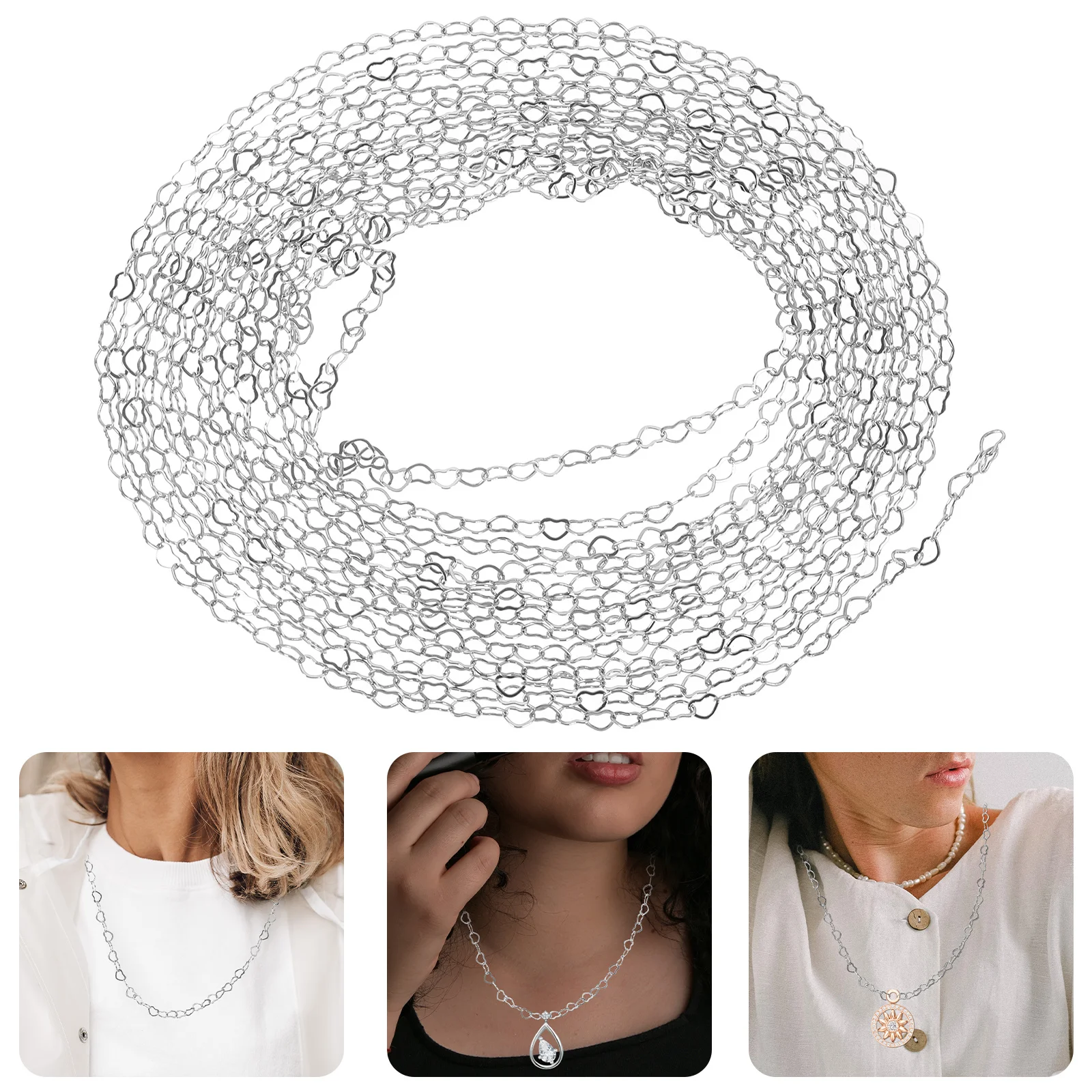 

Heart Link Chain for DIY Jewelry Making Alloy Craft Chain Material with Long-Lasting Color Retention Perfect for Necklace