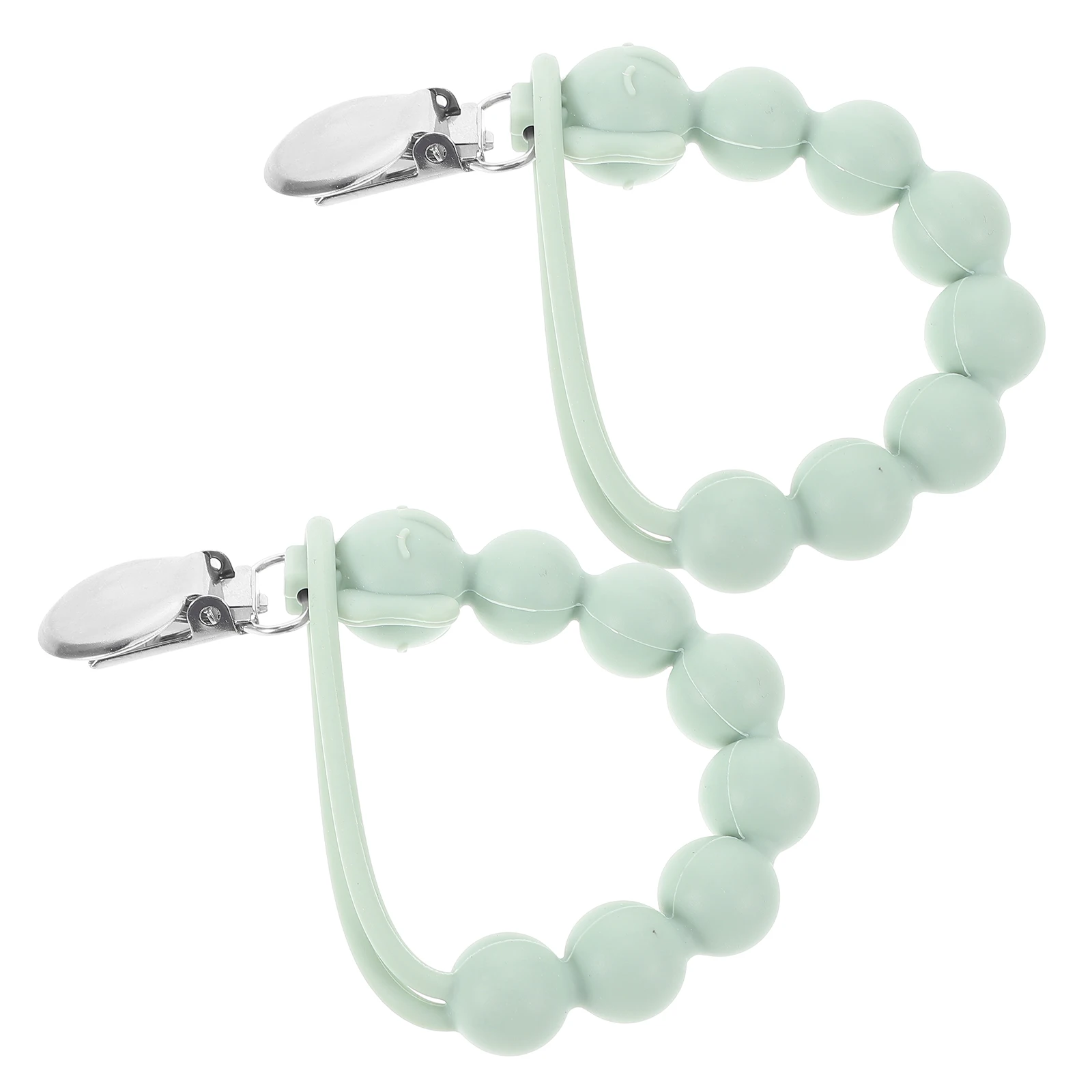 

2Pcs Silicone Pacifier Clips Baby Teether Leash Holder Chain Pacifiers Toddler Stainless Steel Food Grade Silica