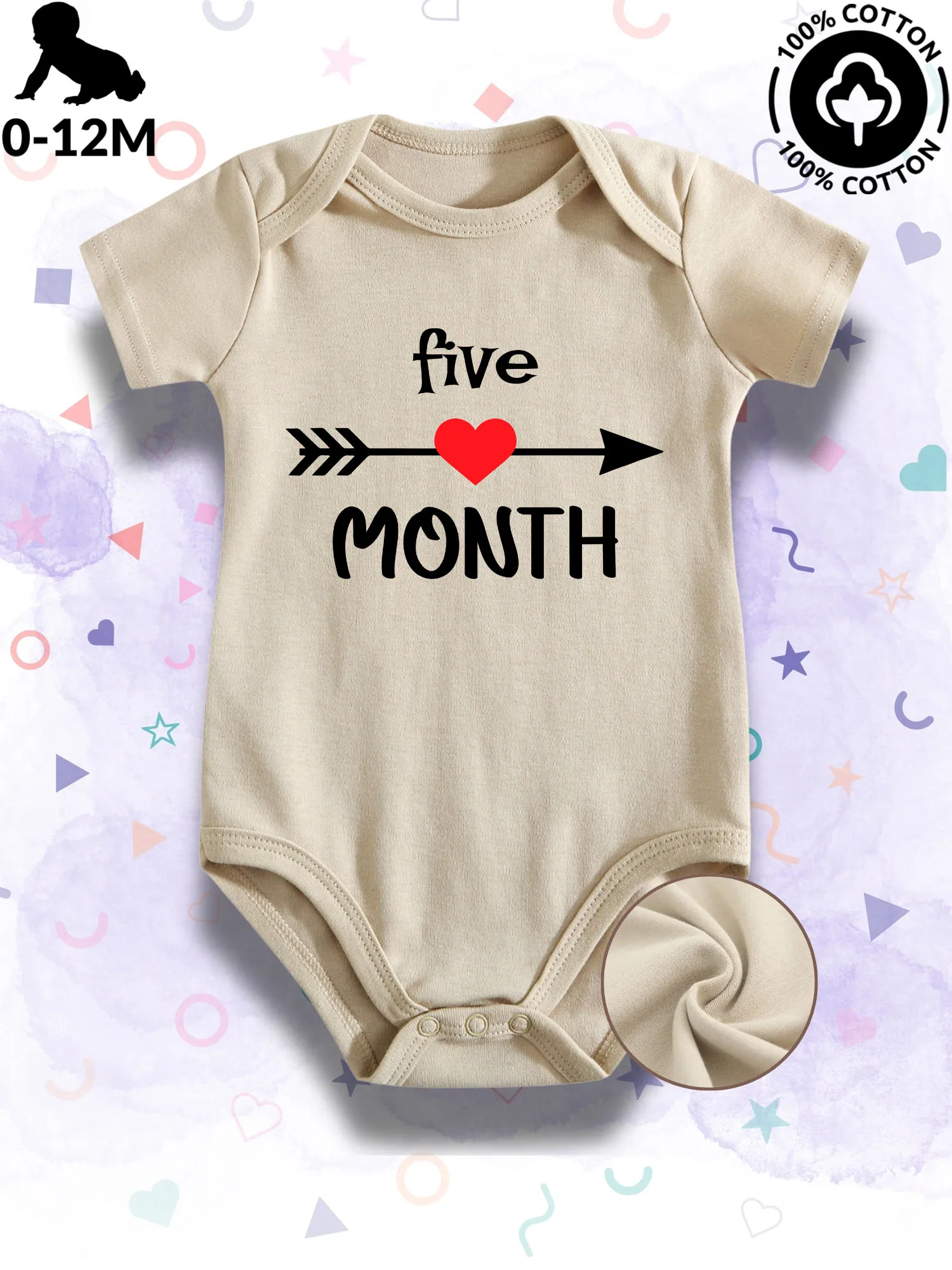 

Детский комбинезон унисекс на пять месяцев, 100% хлопок, мягкий, всесезонный, бежевый, для ползания, 190 г/м²