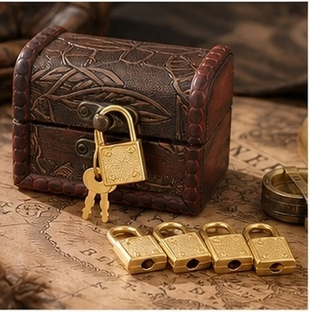 5Sets Small Lock Key Set Treasure Chest Padlocks Style Mini Locks Plastic Lock Keys for Jewelry Cabinet