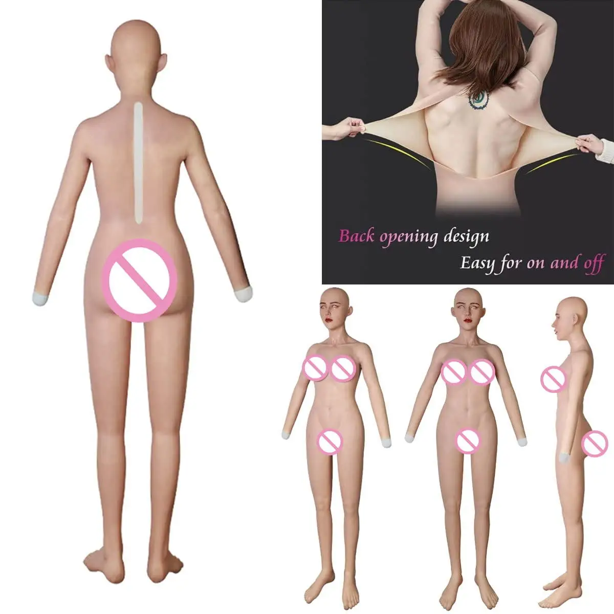 Silicone Big Boobs Fack Vagina Full Body Suit With Head and Foot Male to Female Cosplay Costume For Man Crossdressing Trans