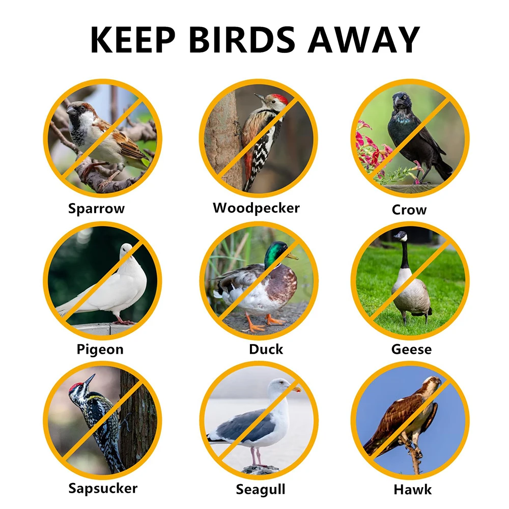 2 Rolls Bird scare Type Ribbon, Deterrent Visual Audible Reflective Tape to Keep Away Birds, Double sided Flash Tape image 3