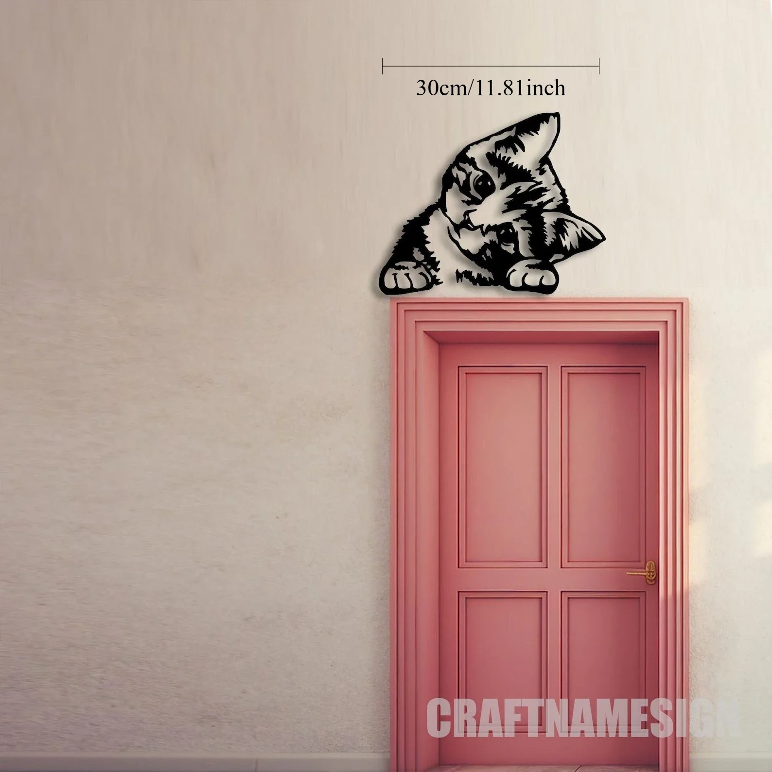 CIFBUY Iron Wall Art Peeking Cat Door Topper Metal Hanging Decor Bedroom Ornament Gift for Cat Lovers