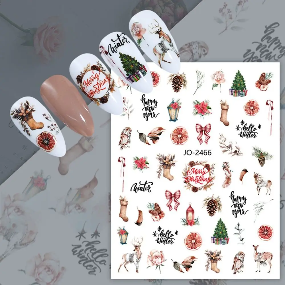 Professional Cartoon Christmas Nail Art Sticker Simple Winter Nails Polish Sticker Snowman Cute Manicure Decals Manicurist