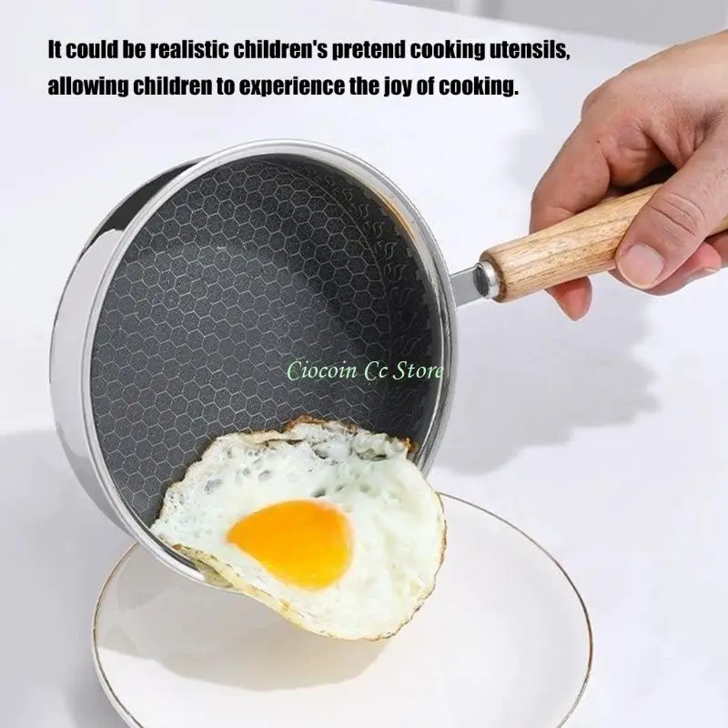 X90F Stainless Steel Cooking Pan With Ergonomic Handle Kitchen Cookware For Eggs And Light Meals
