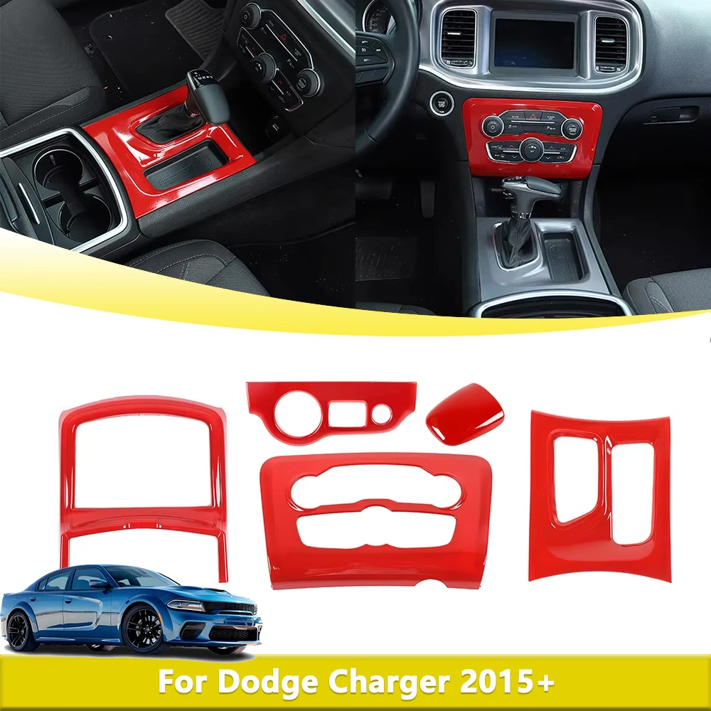 

Center Console Decoration Mouldings Cover Trim for Dodge Charger 2015-2023 Gear Shift Panel Tuning Car Styling Accessories