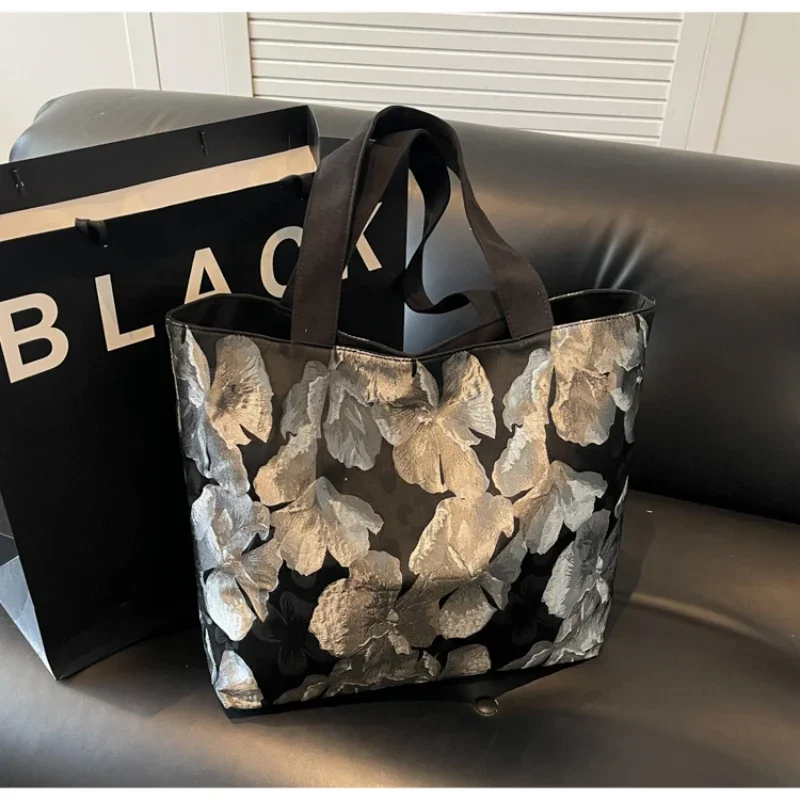 

Flower Printed Canvas Tote Bag Hot Selling Large Capacity Tote Bag 2025 Casual New Fashionable Women's Shoulder Bag Bolsas
