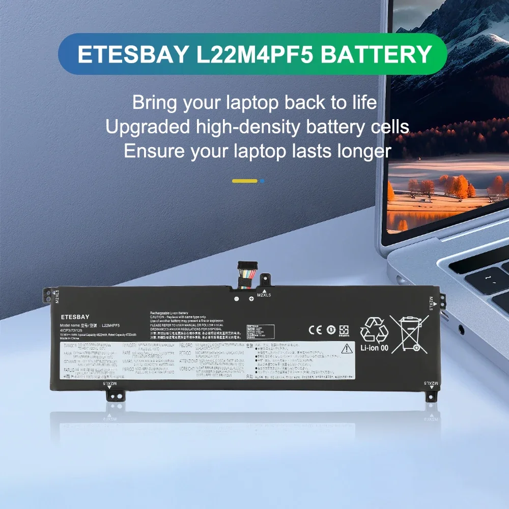 ETESBAY L22M4PF5 Laptop Battery For Lenovo IdeaPad Pro 5 16IRH8 83AQ 83AR 83AS Yoga Pro 9 16IRP8 83BY Slim Pro 9 16IRP8 83C0