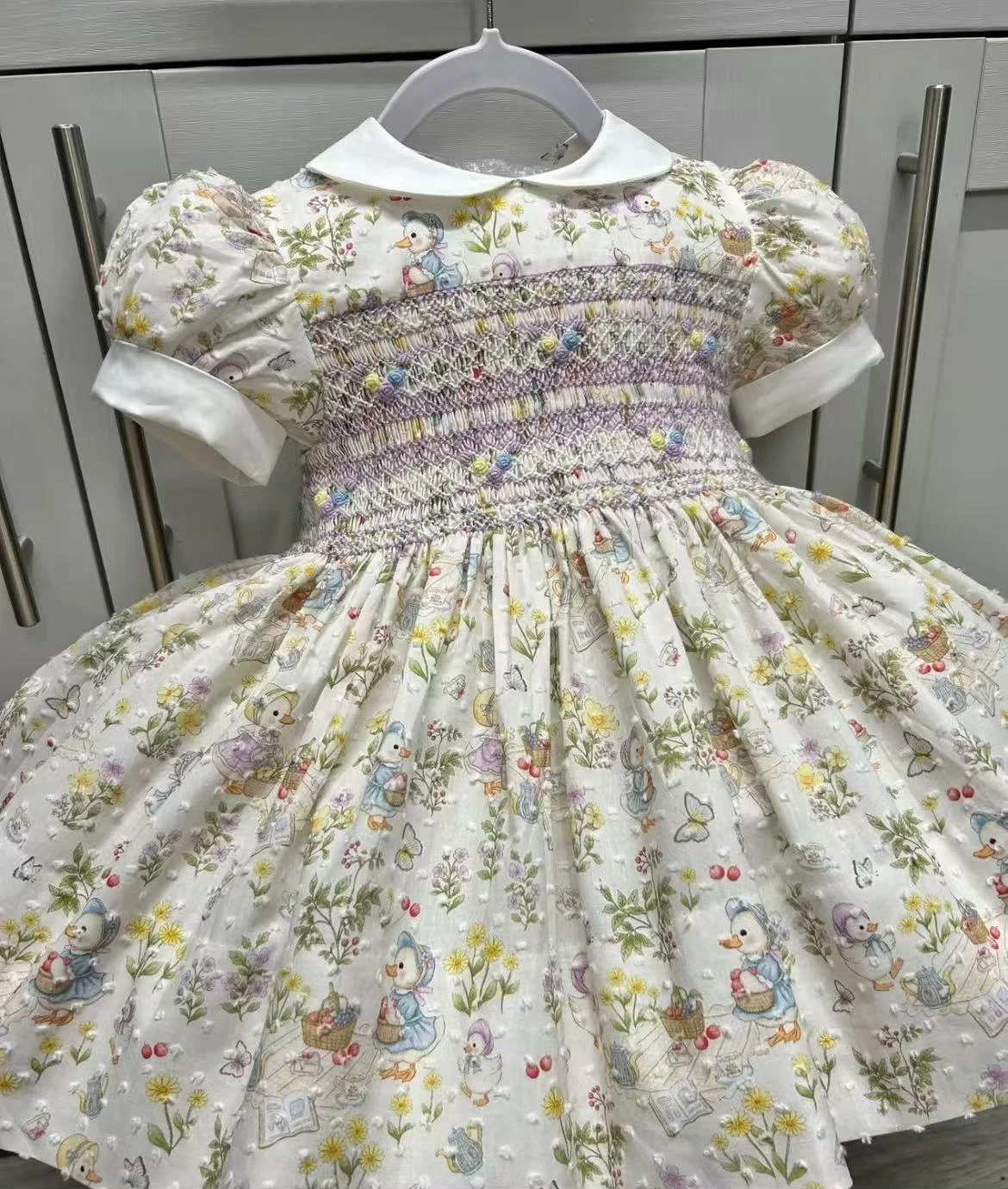 

0-6Y Baby Girl Summer Handmade Embroidery Vintage Princess Smocked Dress for Birthday Photography Holiday Eid A155