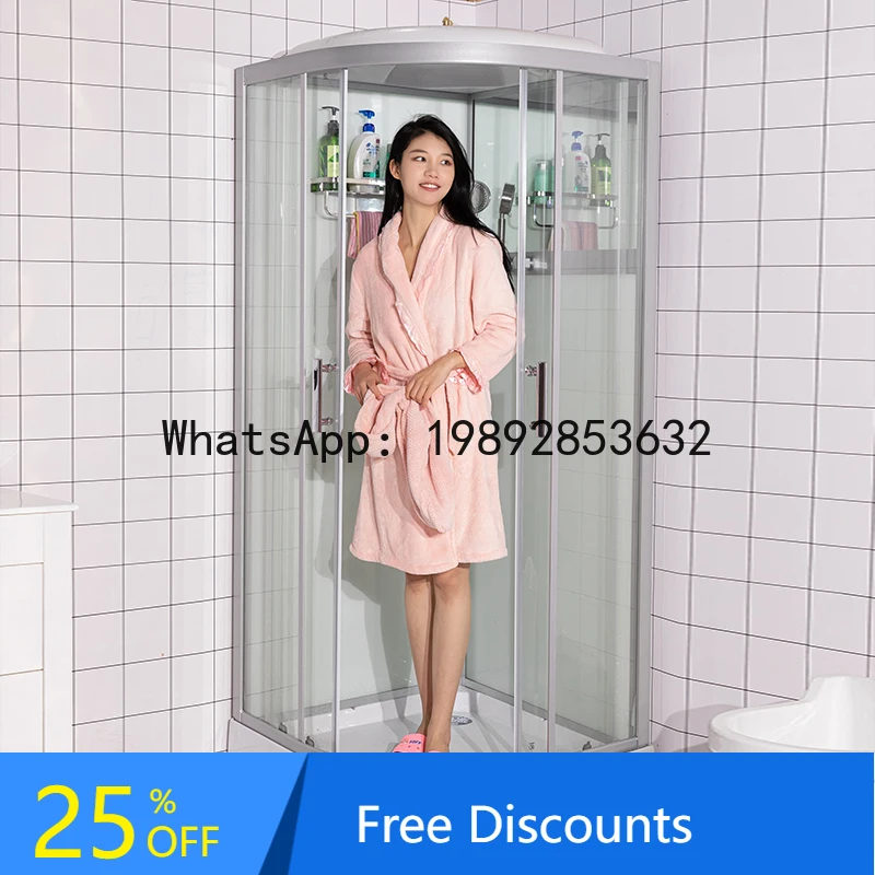 XL Shower Room Silver Frame Integrated Bathroom Glass Partition Shower Screen No Glue Needed with Mirror