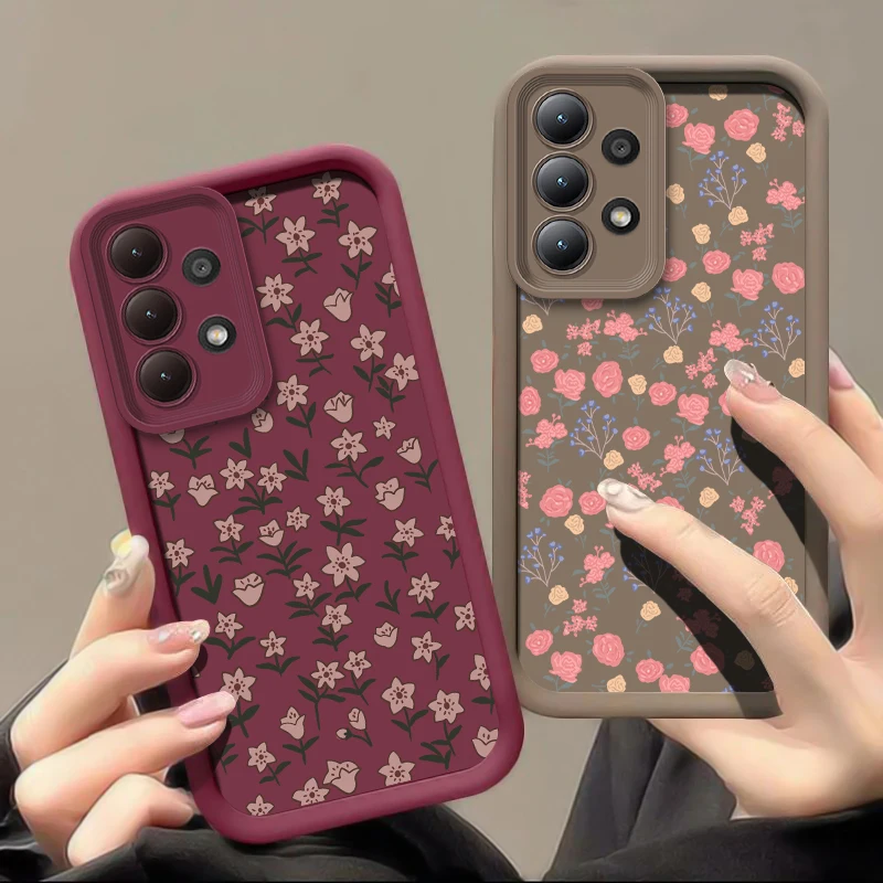Samsung Galaxy A06 5G A05S A07 A22 A12 A51 A71 A50 A30 A05 A04E A04S A03 Core A32用ソフトフォンケース、マットシリコン製花柄カバー