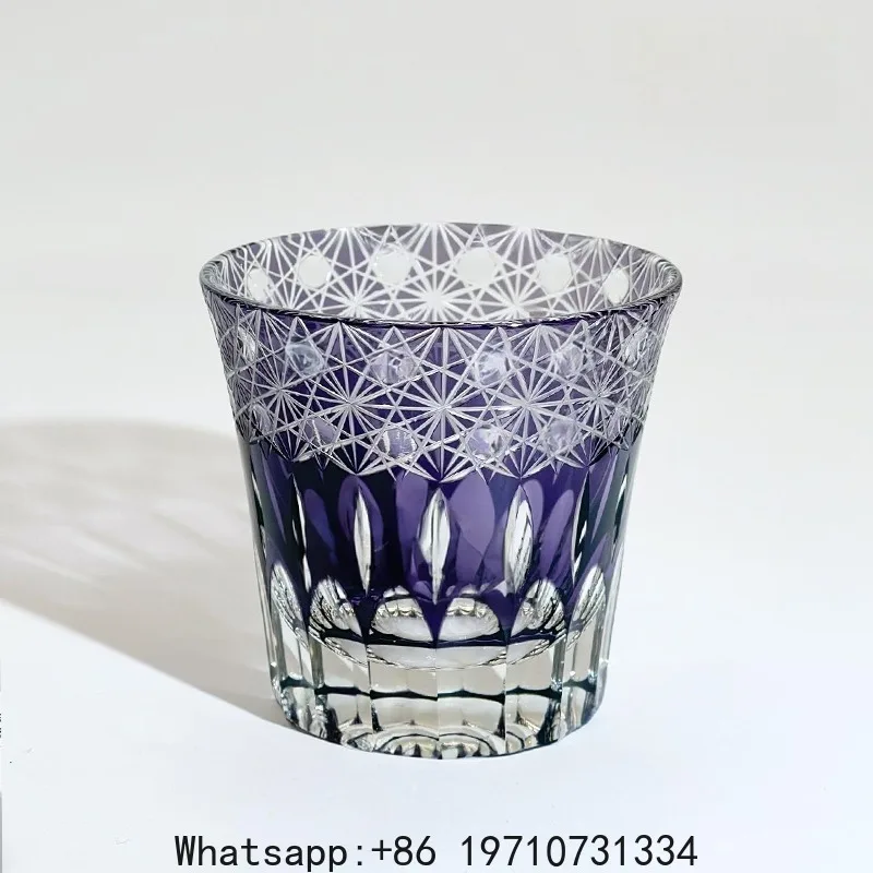 Generic Violet Handcrafted Crystal Whiskey Glass – Japanese Style Cut Artisan Shot Glass Tumbler for Women, Gift Box