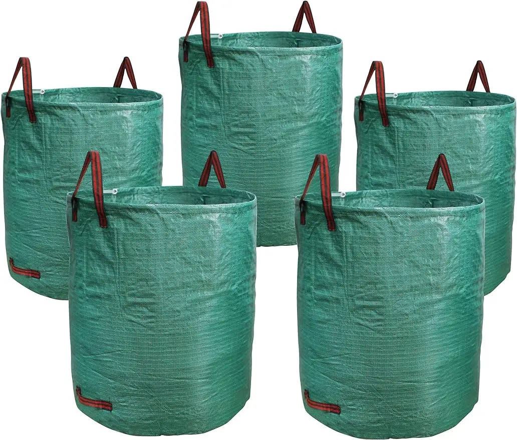 

5-Pack 72 Gallons Garden Bag Heavy Duty Gardening BagsLawn Pool Garden Leaf Waste Rubbish Plants Grass Bag (5 X 72Gallons)