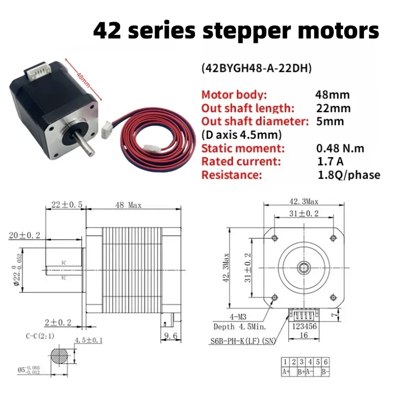 High 48MM 42 stepper motor 3D printer writing machine film cutting machine engraving machine NAME17HS4401 two-phase micro motor