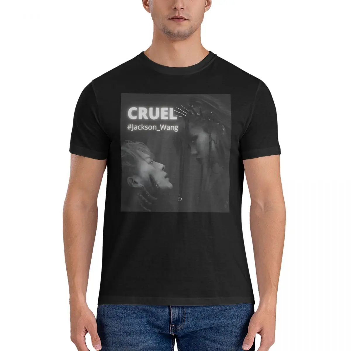 New Cruel Song T Shirts for Men 100% Cotton Awesome T-Shirts Round Collar Jackson Wang Tee Shirt Short Sleeve Clothing