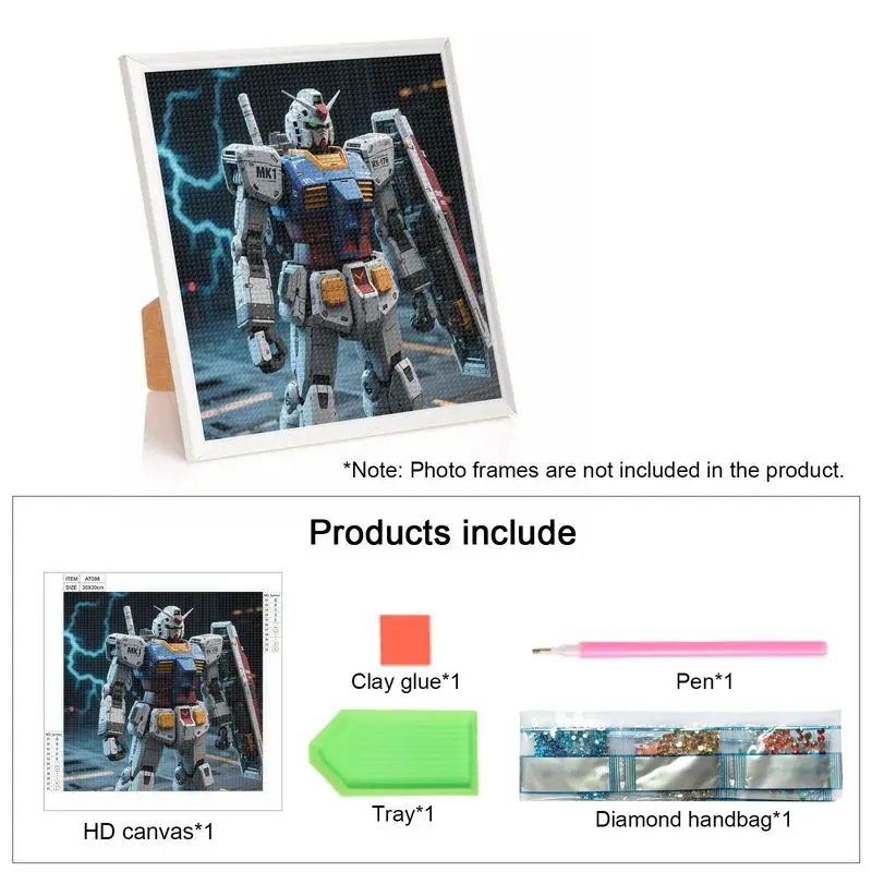 5D DIY Full Drill Diamond Painting Kit, Classic Mobile Suit Gundam RX-78-2 Mecha Robot Anime Character Diamond Art, Creative Hob