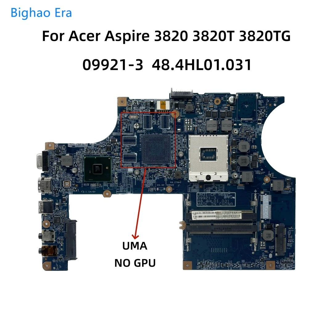 For Acer Aspire 3820 3820T 3820TG Laptop Motherboard With HM55 Chipset HD5650 1GB-GPU DDR3 09921-3 48.4HL01.031 MB.PV101.001