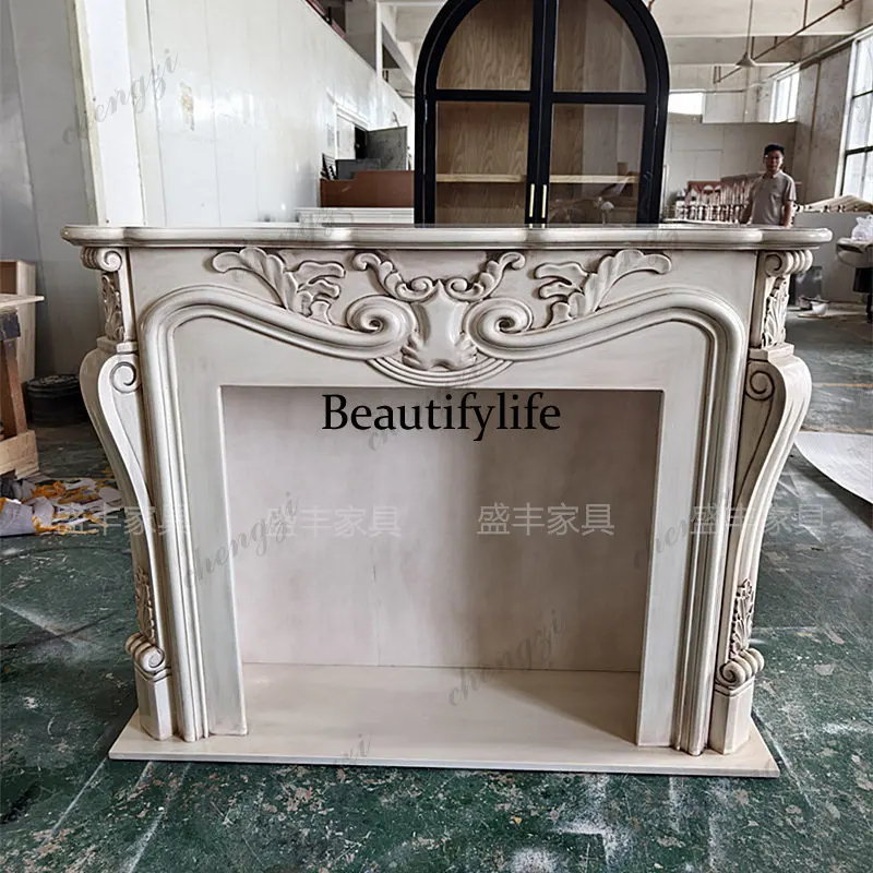 New arrivalfrench solid wood retro mantelpiece european accessible luxury carved decoration entrance storage rack