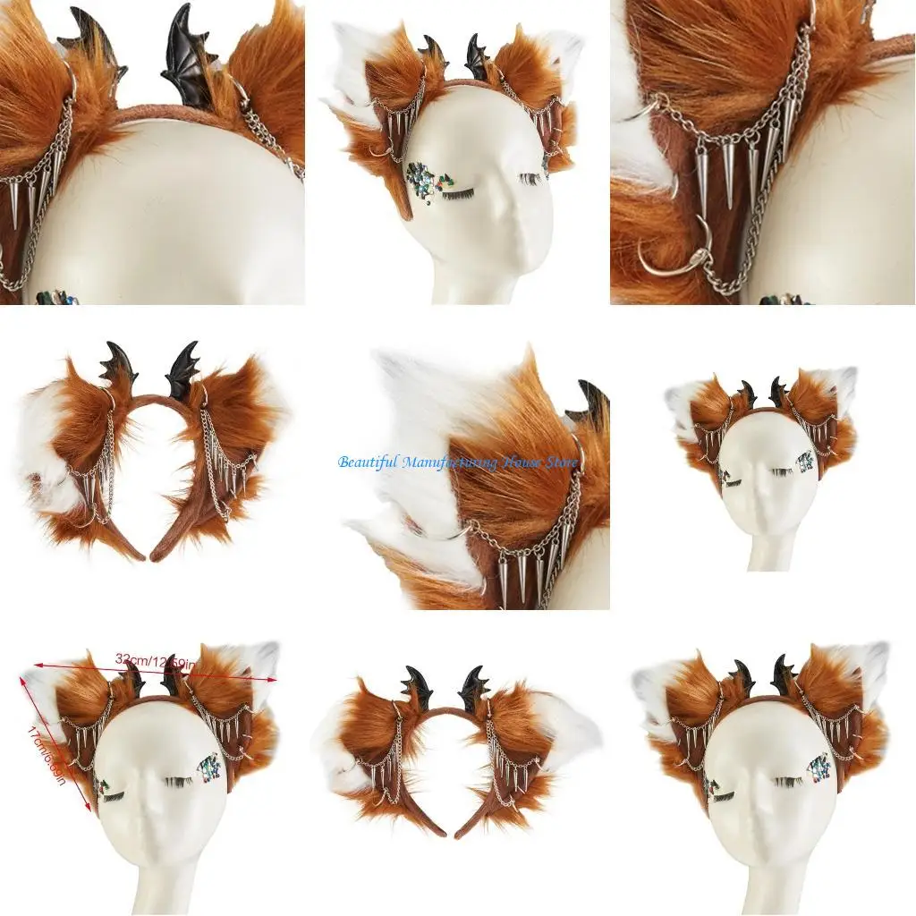 E56A 만화 고양이 귀 모양 머리 후프 매달려 쥬얼리 Decors 헤어 홀더 코스프레 파티 모자를 쓰고 있죠 성인