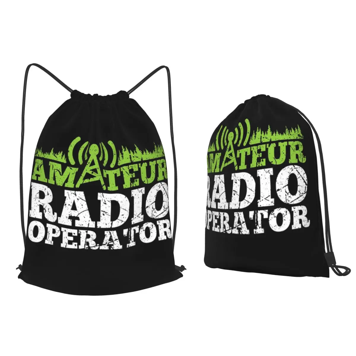 Amateur Radio Operator Ham Radio Grunge Backpacks Multi-function Drawstring Bags Shoes Bag Book Bags for Man Woman School