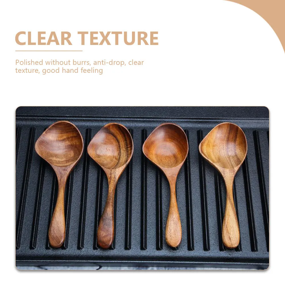 

1pcs Wooden Soup Spoon Smooth Polished Pouring Sauce Ladle For Hot Pot Cooking Kitchen Serving Tableware Drizzle Spoon