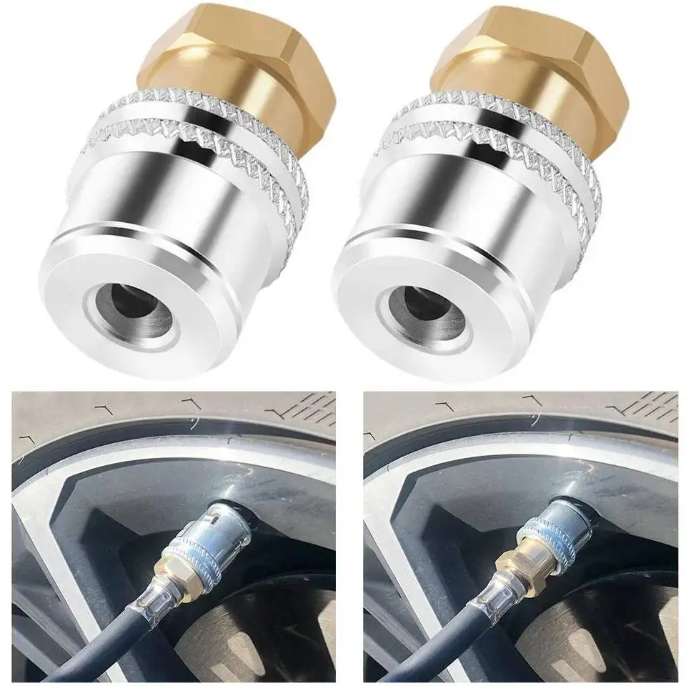 2Pcs Lock On Air-Chuck 1/4NPT Closed Flow Brass Tire Air Chuck For Inflator Gauge Air Compressor Tire Repair Tools