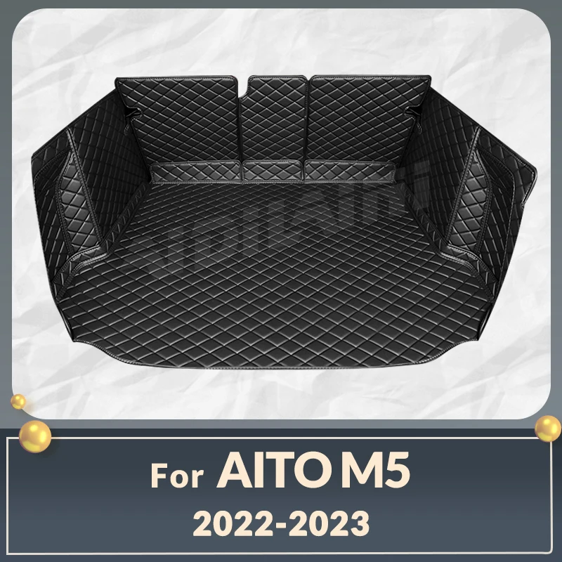 

Auto Full Coverage Trunk Mat For AITO M5 2022 2023 Leather Car Boot Cover Pad Cargo Liner Interior Protector Accessories