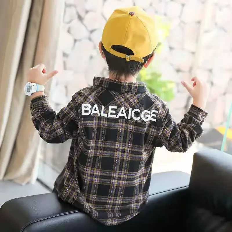 2022 Winter Children Shirts Boys Warm Shirts Kids Plaid Tops Long Sleeved Clothing Fleece Thicken Shirt for Boys